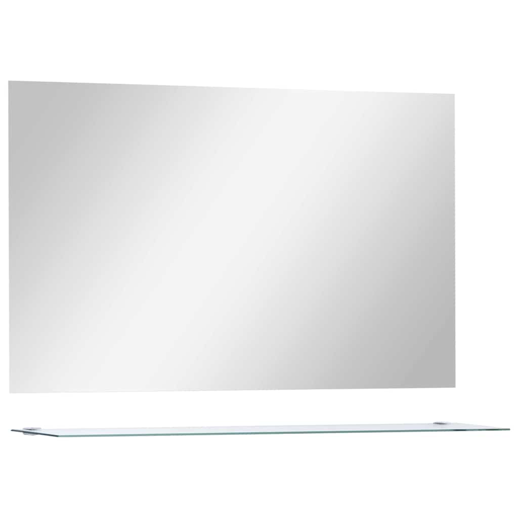Lustro Ścienne 100x60 cm z Półką ze Szkła Hartowanego do Łazienki