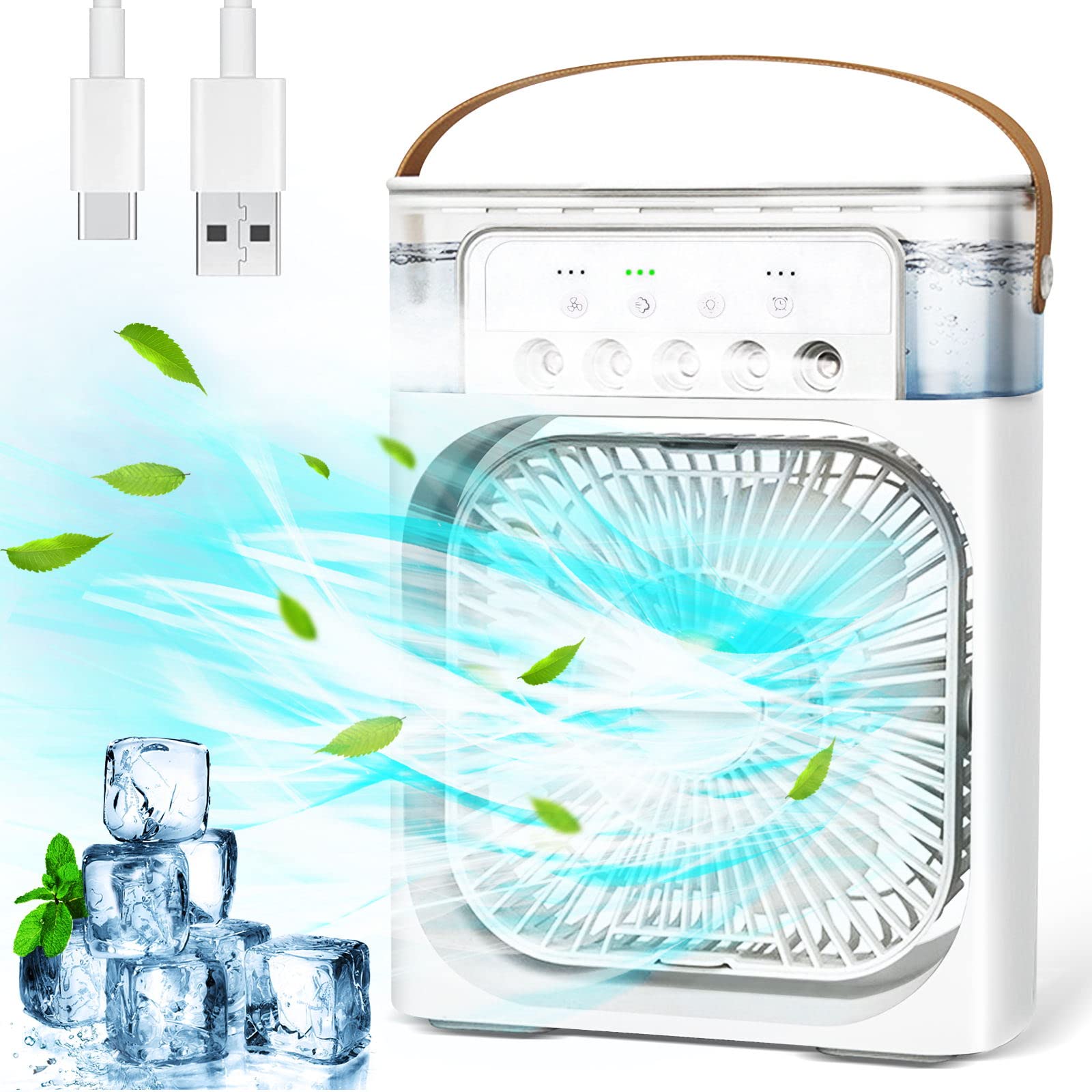 Wentylator z funkcją rozpylania mgiełki mały cichy wentylator prędkości USB przenośne klimatyzatory chłodnica powietrza wyparnego kolorowych diod LED