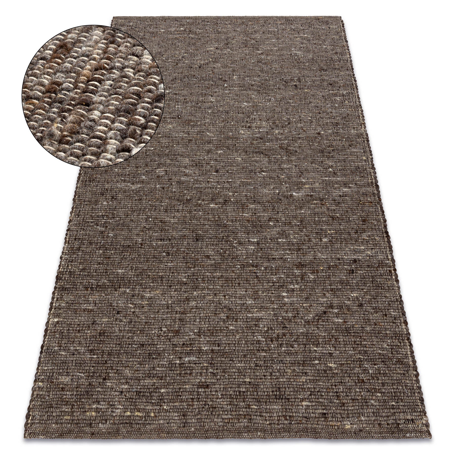Dywan NEPAL 2100 tabac brązowy - wełniany, dwustronny, naturalny 60x100 cm