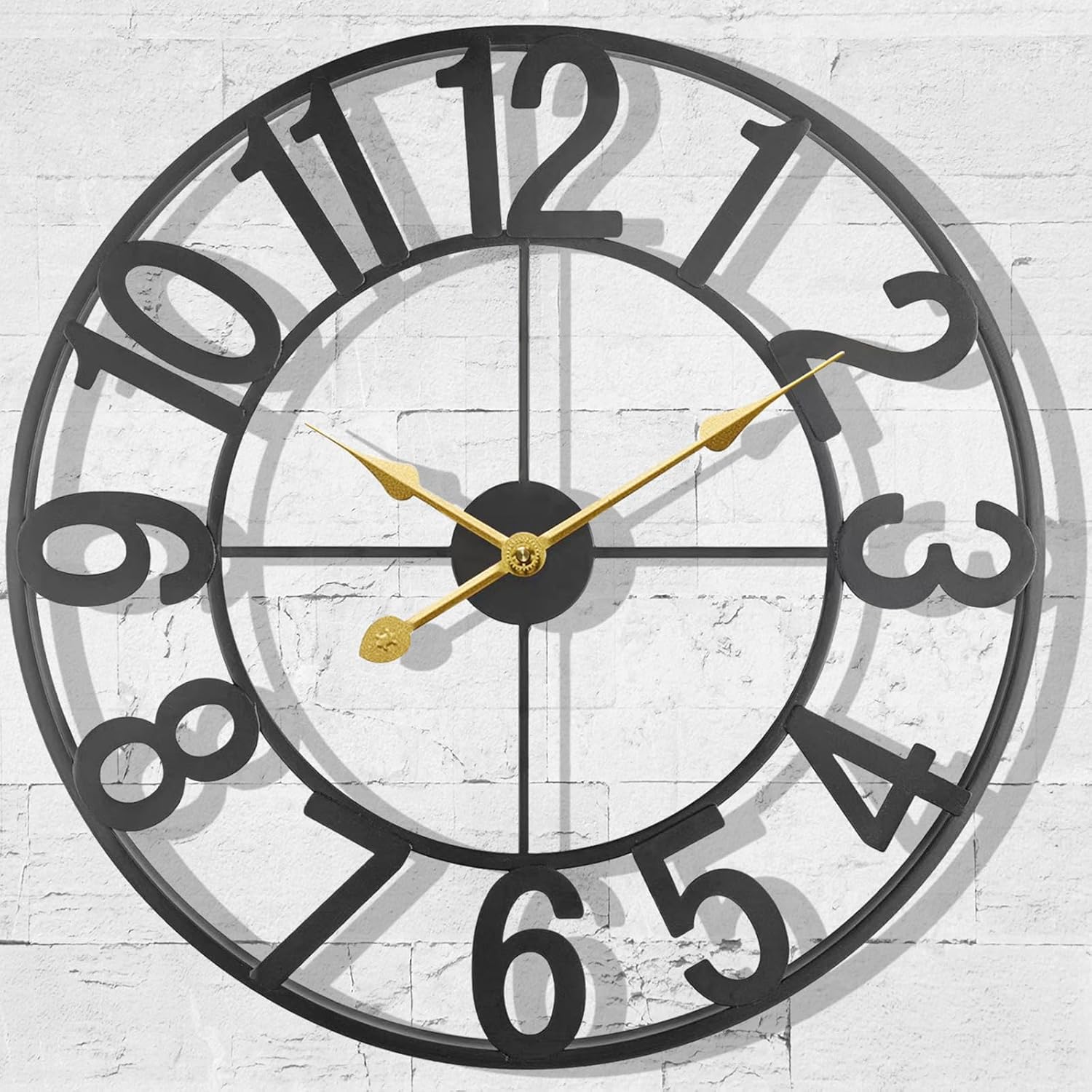 Duży, dekoracyjny zegar ścienny, odpowiedni do stosowania wewnątrz i na zewnątrz, na tarasach itp., cichy (nie tyka), zasilany bateriami, 40 cm.