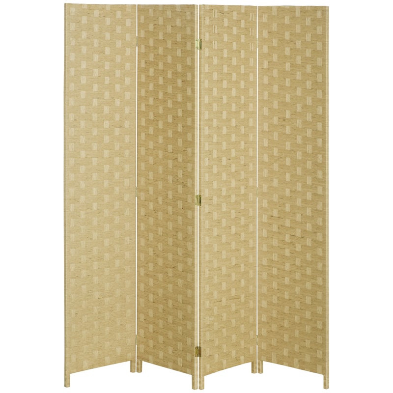 Składana drewniana ścianka działowa z 4 panelami, oszczędzająca miejsce, wys. 170 cm, brązowa