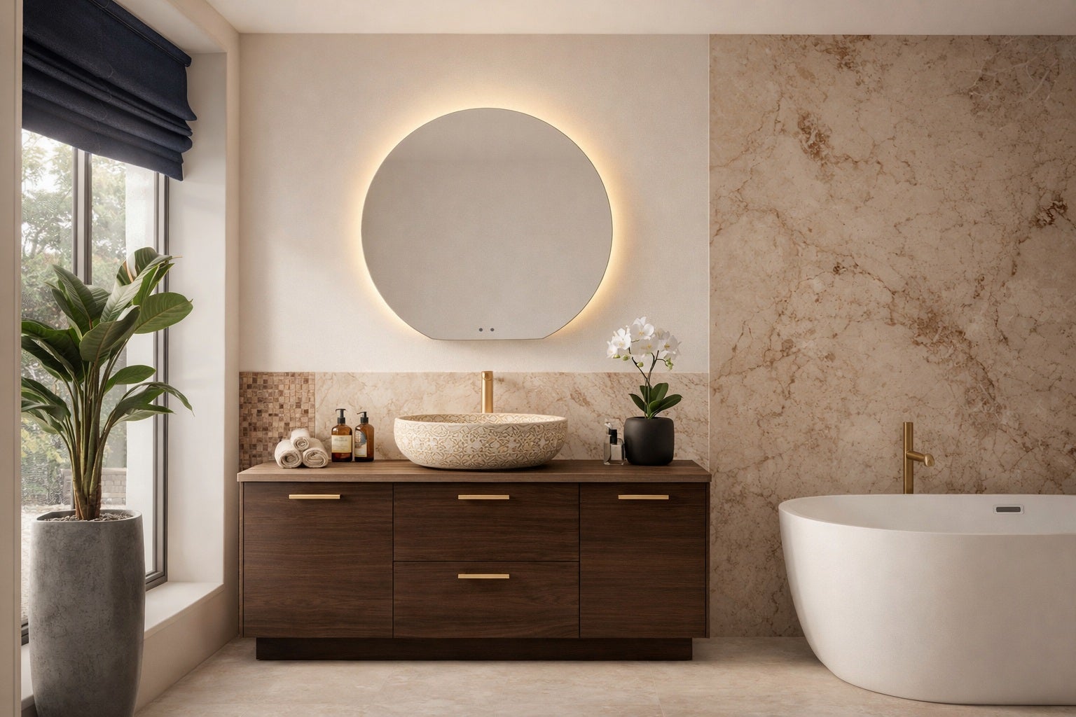 ZEN LINE Lustro bez ramy 74,6 × 80 cm, z podświetleniem LED, włącznikiem bezdotykowym i matą grzewczą