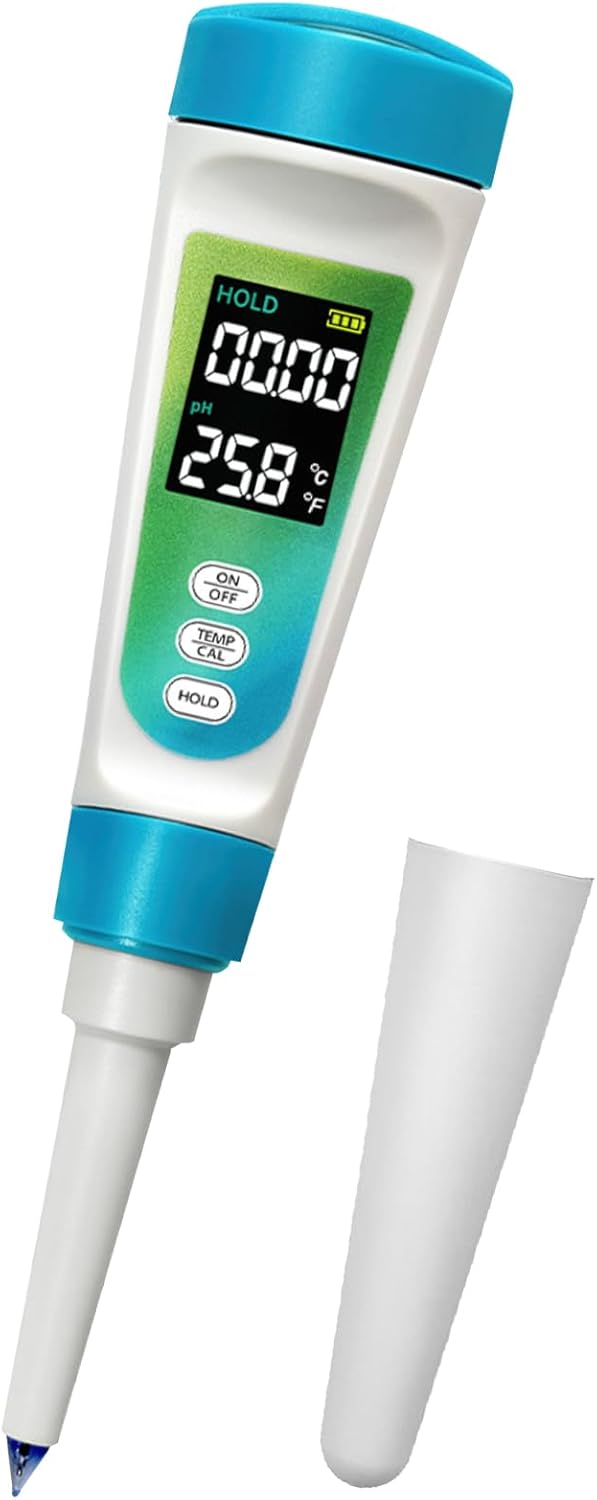 Miernik pH żywności, profesjonalny tester pH z podświetlanym ekranem LCD i ATC, cyfrowy tester pH o wysokiej precyzji 0,01 do żywności