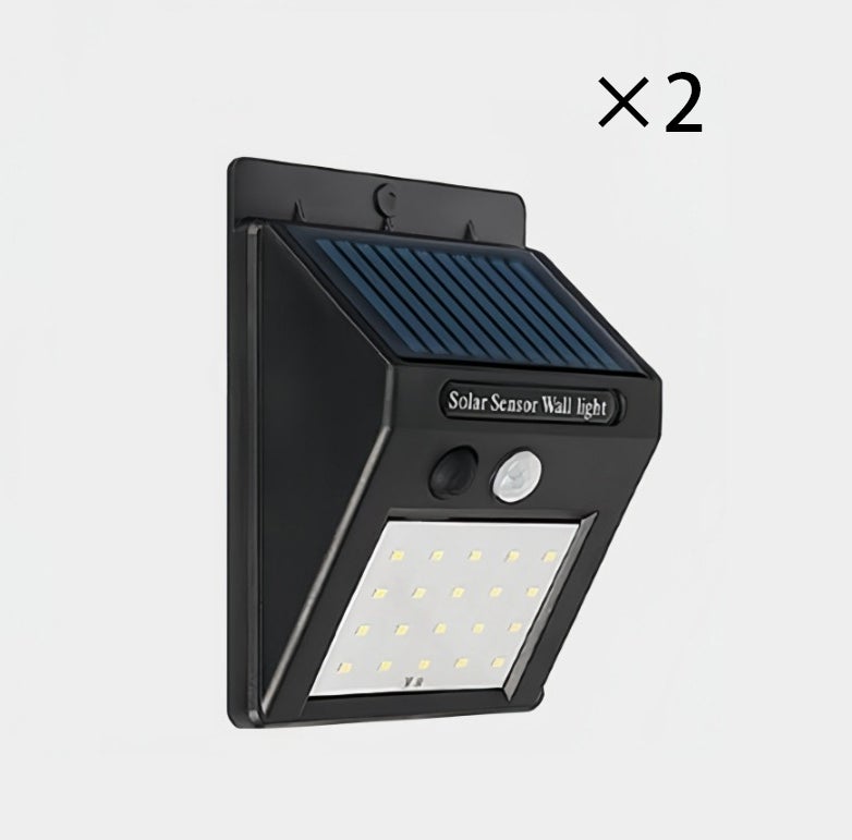 Zestaw 2 lamp solarnych LED z czujnikiem ruchu, oświetlenie zewnętrzne do ogrodu, na ścianę i taras, lampa bezpieczeństwa 90 lm
