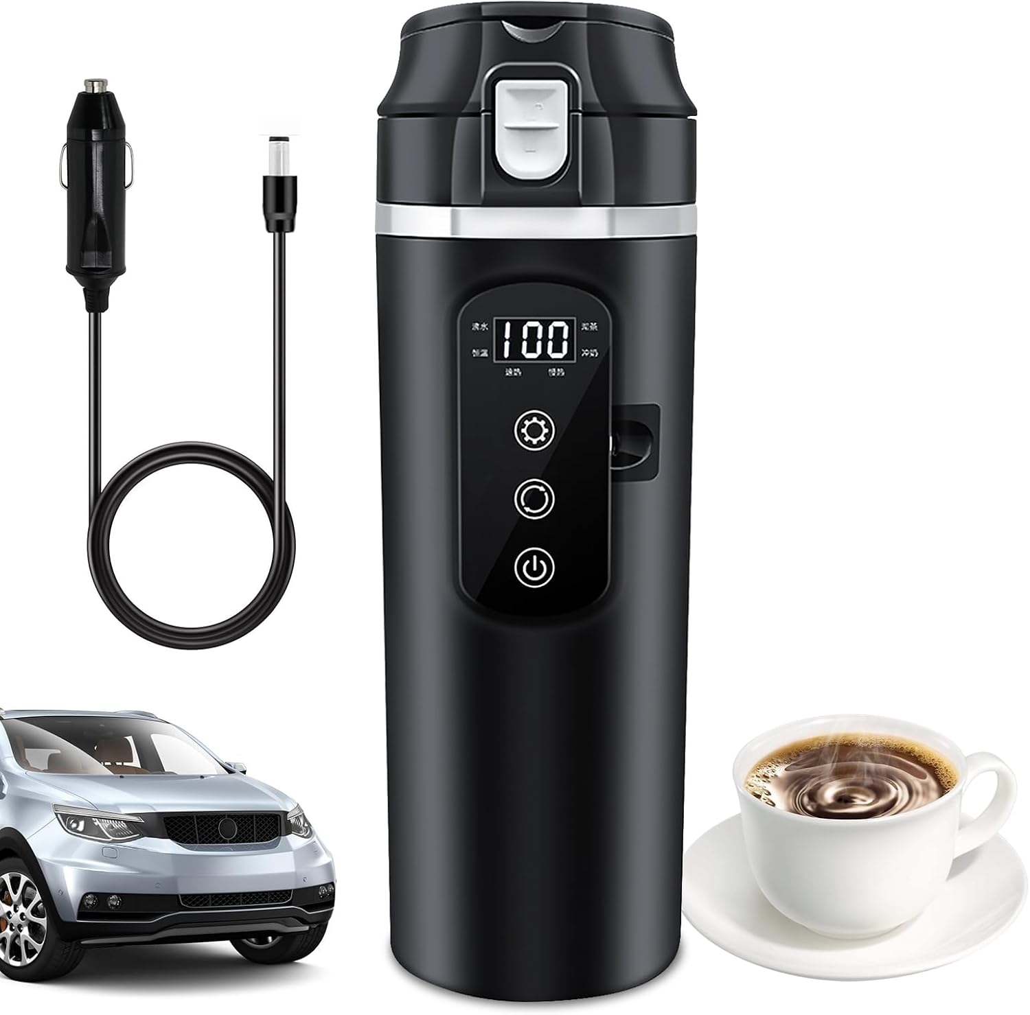 24V/12V 500ml podgrzewany kubek samochodowy, elektryczny czajnik samochodowy, podgrzewany kubek samochodowy