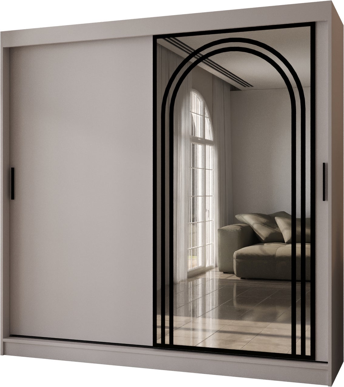 Szafa przesuwna z lustrem VIGO 200 x 62 x 200 kaszmir + u. czarny