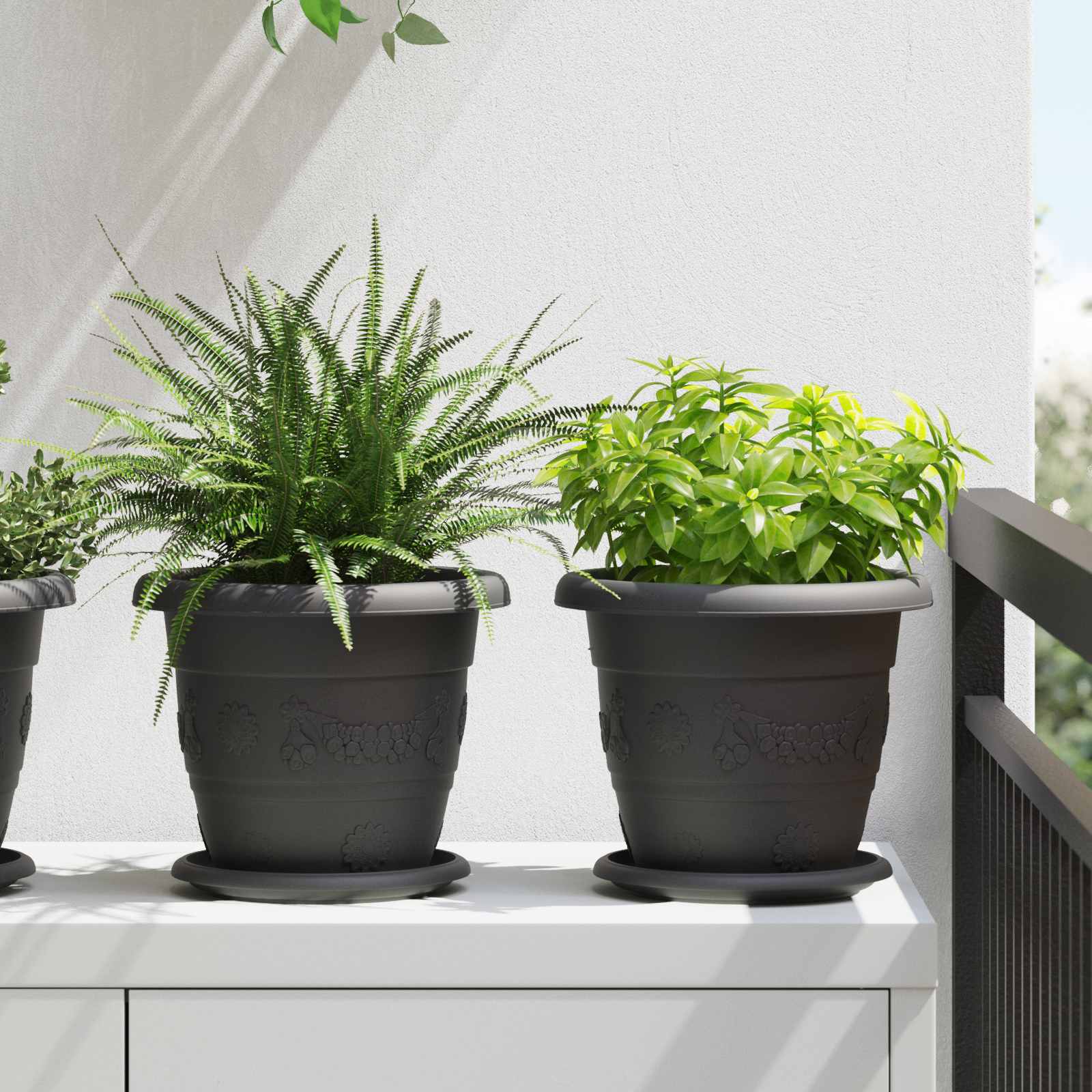 Doniczki 24 pcs Czarny Ø 22 x 18 cm Z tworzywa sztucznego vidaXL