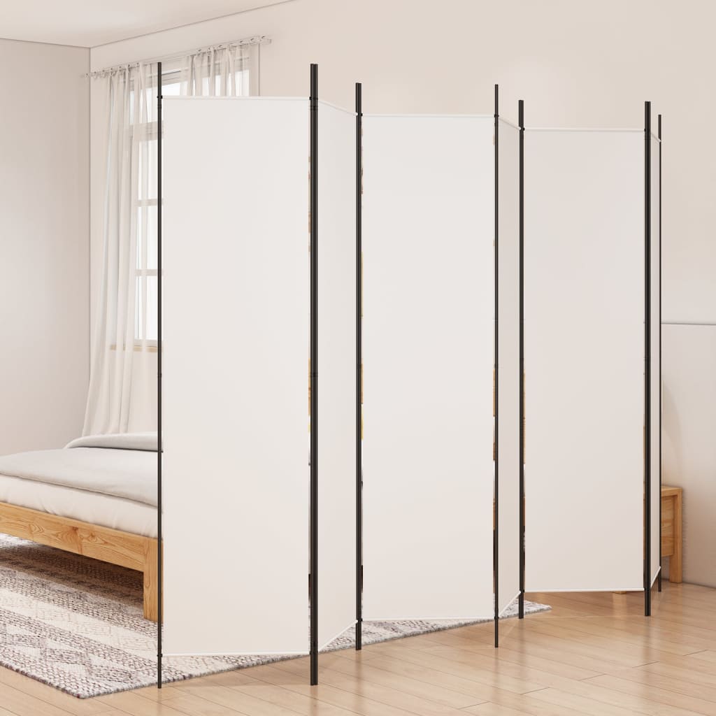 Parawan 6-panelowy, biały, 300 x 200 cm, tkanina vidaXL