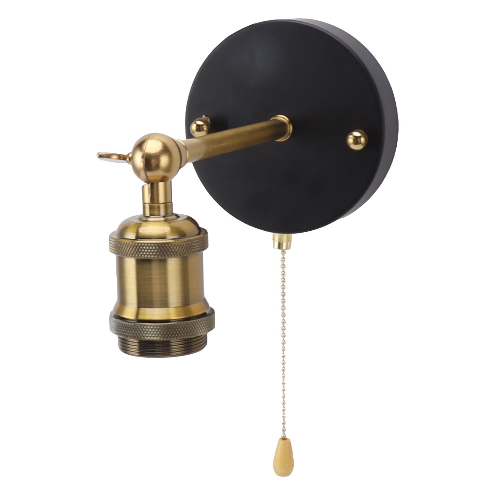 Retro kinkiet ścienny E27 E26 żelazny regulowany w stylu vintage, zestaw lamp ściennych z włącznikiem do sypialni, salonu, baru, 85-265V, złoty