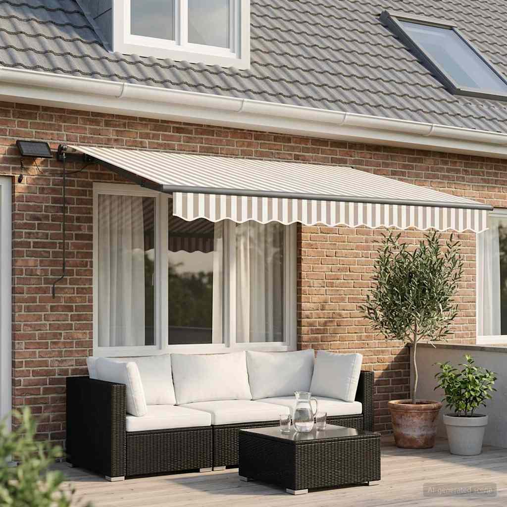 Markiza zwijana Jasnoszary i biały. 350 x 250 cm tkanina vidaXL