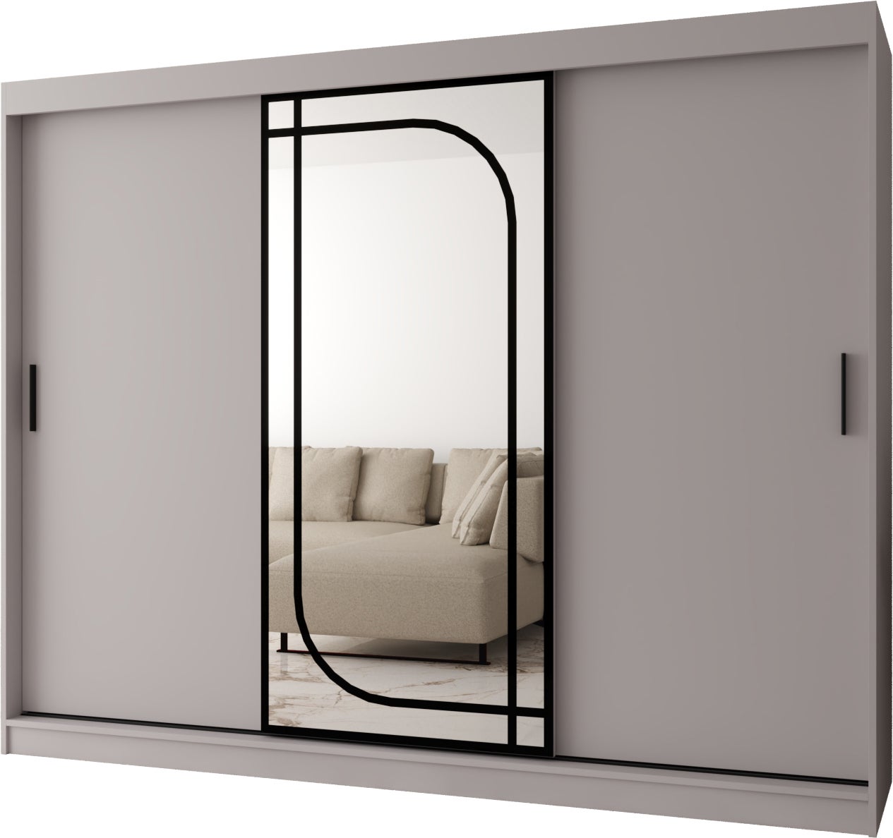 Szafa przesuwna z lustrem ALABAMA 250 x 62 x 200 kaszmir + u. czarny