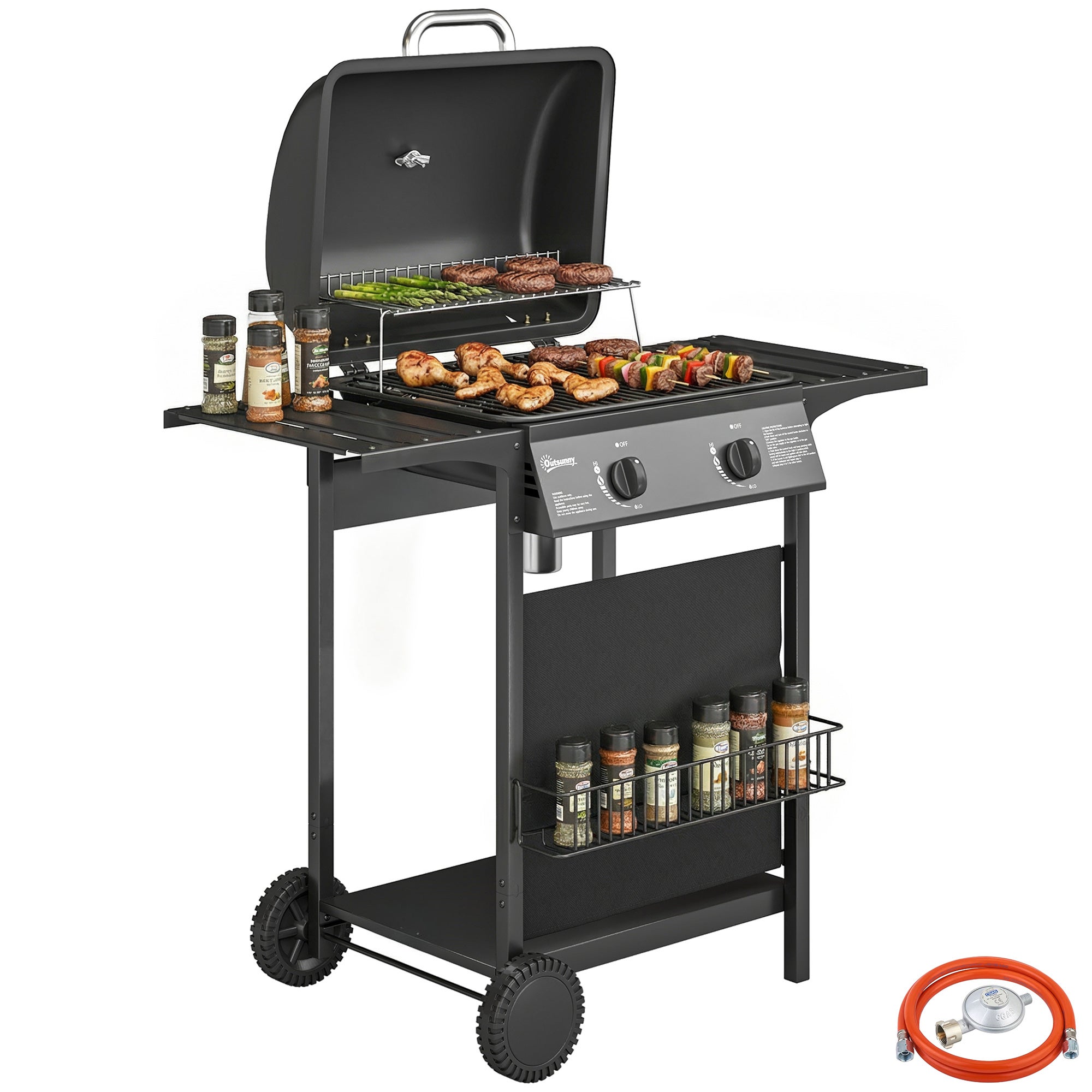 Grill gazowy 5 kW z 2 palnikami, stal nierdzewna