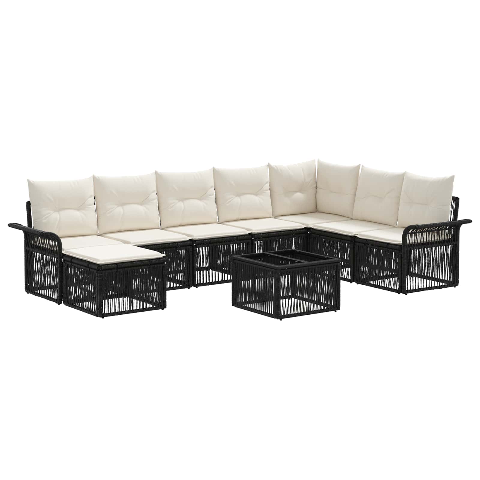 Zestaw Sof na Ogród 9 pcs Czarny polirattan vidaXL