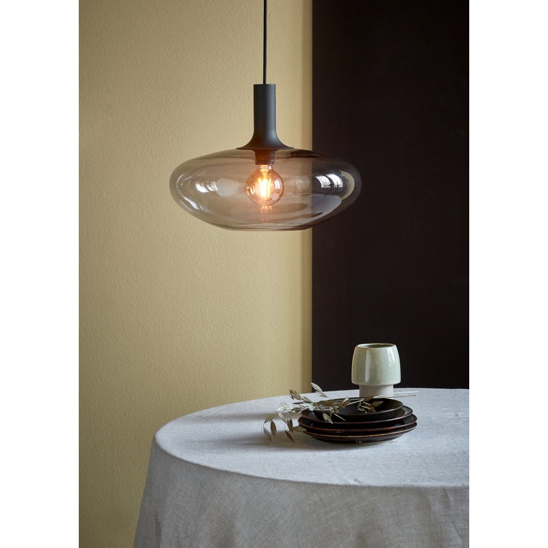 Czarna wisząca lampa sufitowa z kulą z przydymionego szkła ø35 cm ALTON Nordlux