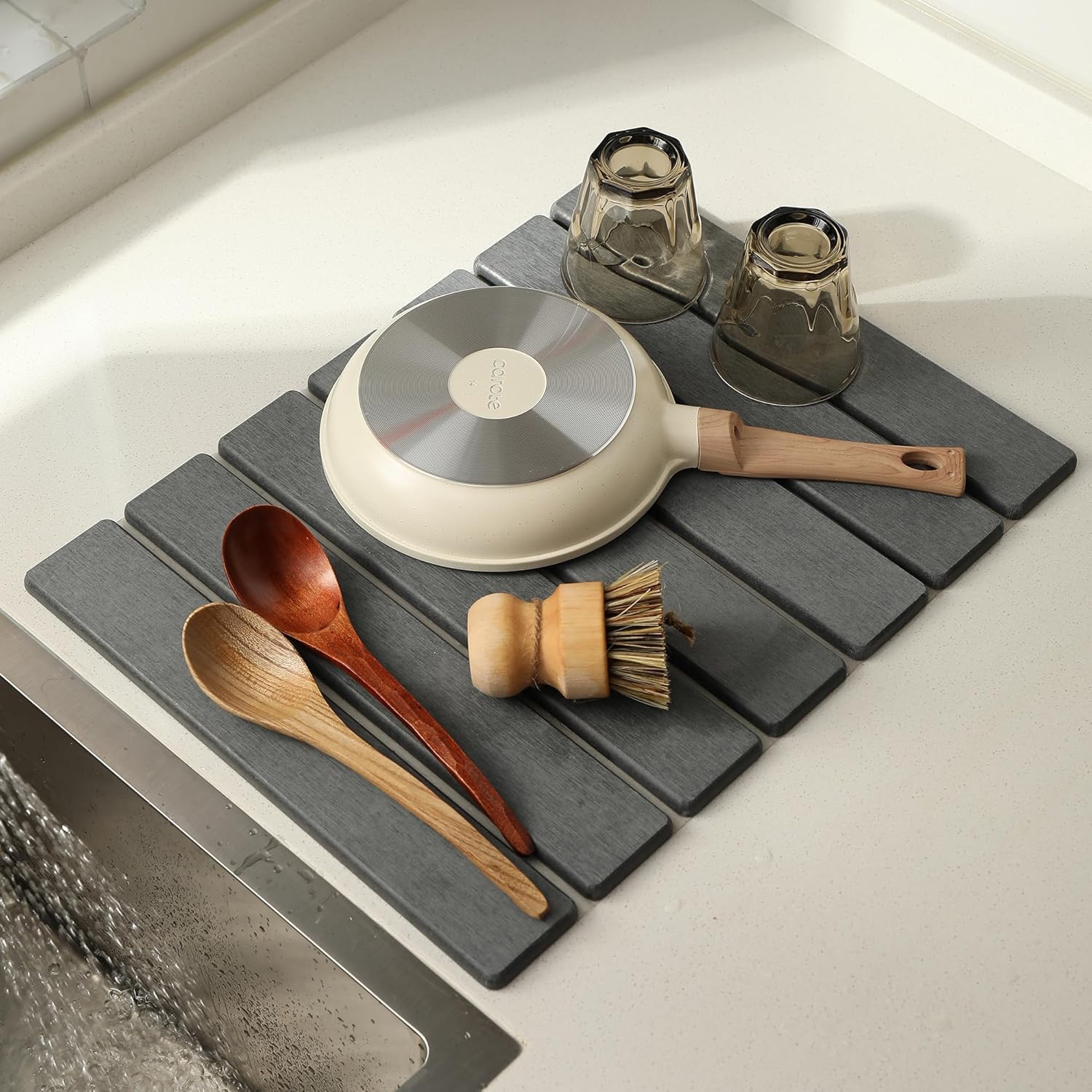 Tapis Egouttoir Vaisselle Diatomite, Antypoślizgowy Tapis Vaisselle Egouttoir, Wchłaniający Tapis Vaisselle Cuisine, Tapis de Séchage Vaisselle Absorb