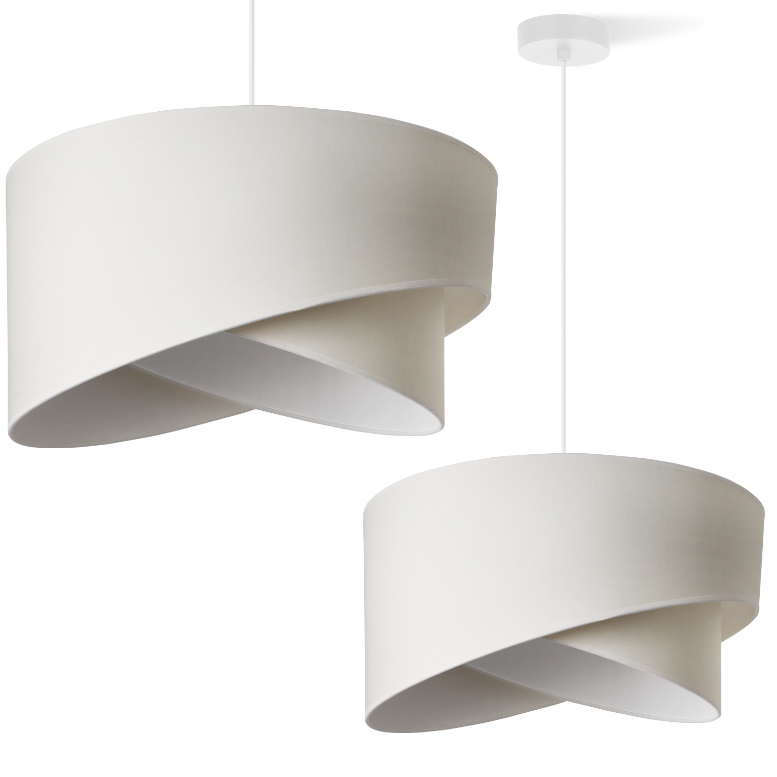 Lampa sufitowa wisząca Light Home LH Gaja 1xE27 abażur skos biały/kremowy