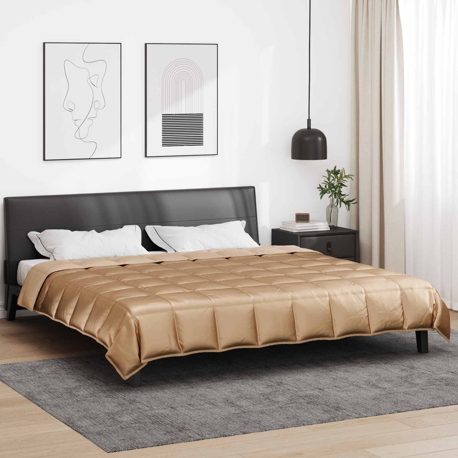 Kołdra na cały rok złoty 220 x 260 cm Satyna i Mikrofibra vidaXL