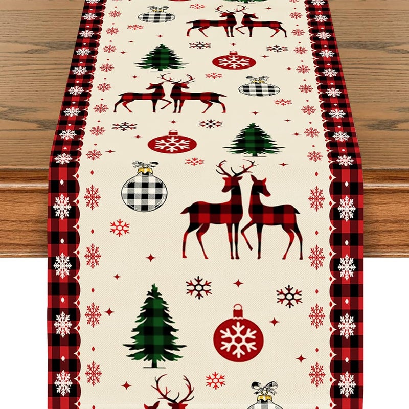Bieżnik świąteczny, zmywalny, 33 x 180 cm, dekoracja stołu w kształcie bałwana (Ek)