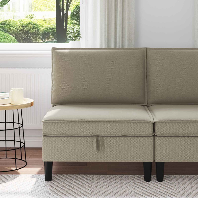 Środkowa Sofa z Przechowywaniem piaskowy Welur vidaXL