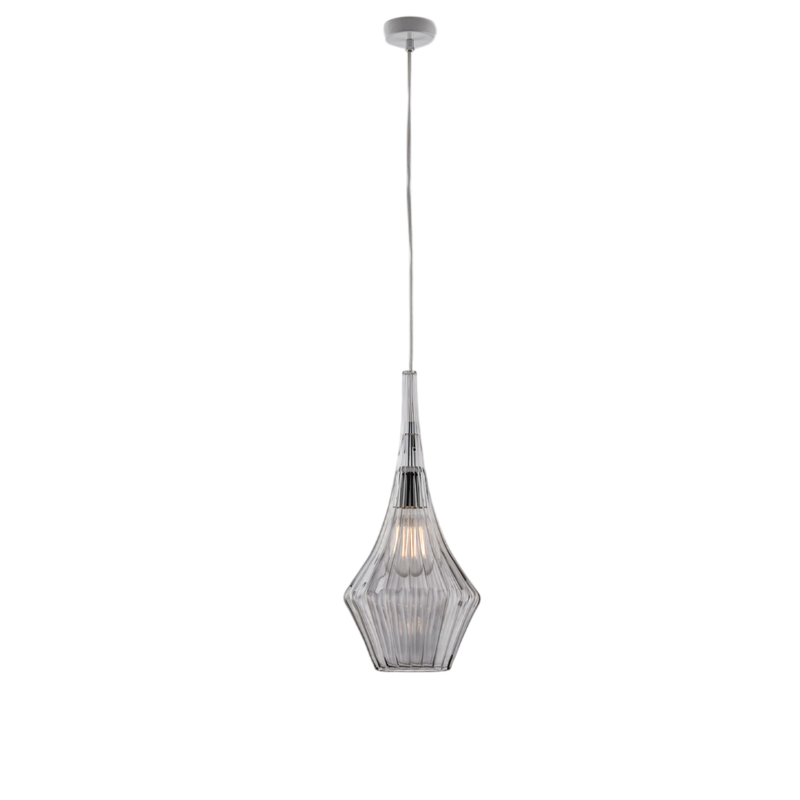 Sospensione in ferro con vetro grigio pyrex 1 luce H.50 - MAX150 - Ø20
