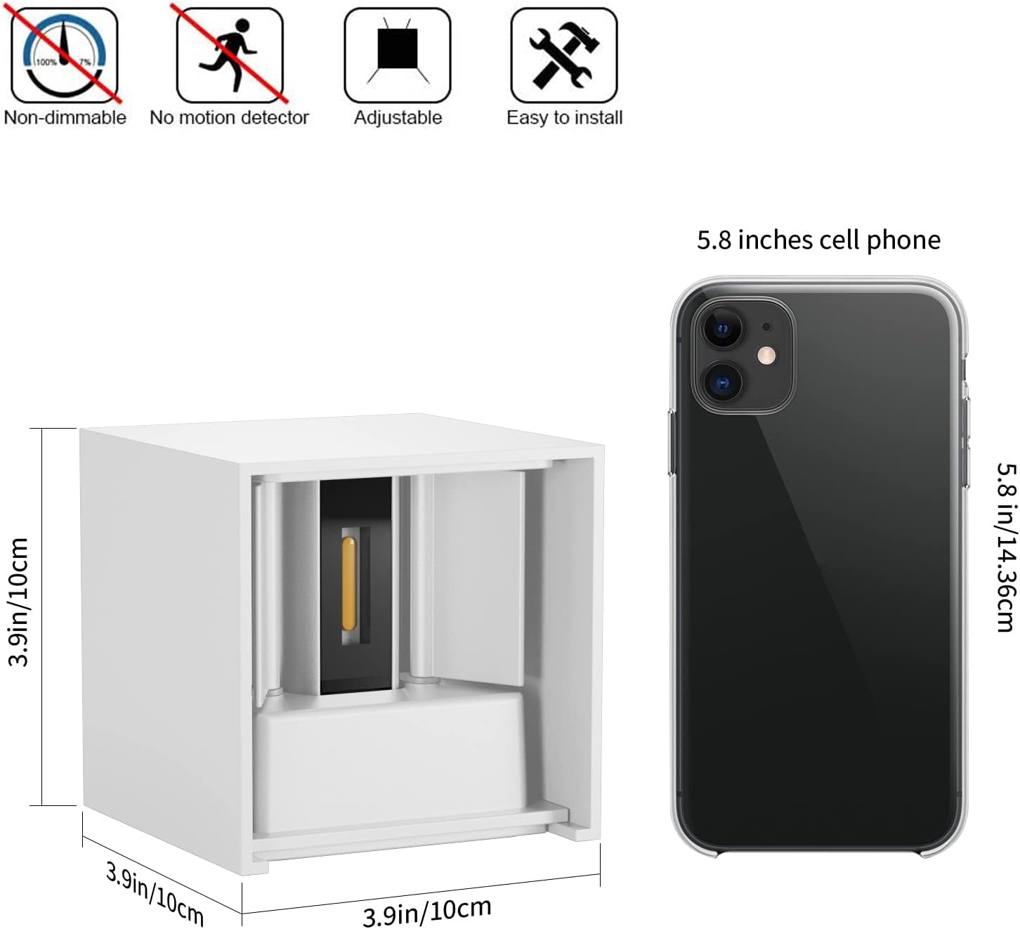 Zestaw oświetlenia ściennego do wnętrz, nowoczesne aluminiowe kinkiety LED, ciepła biel-biel