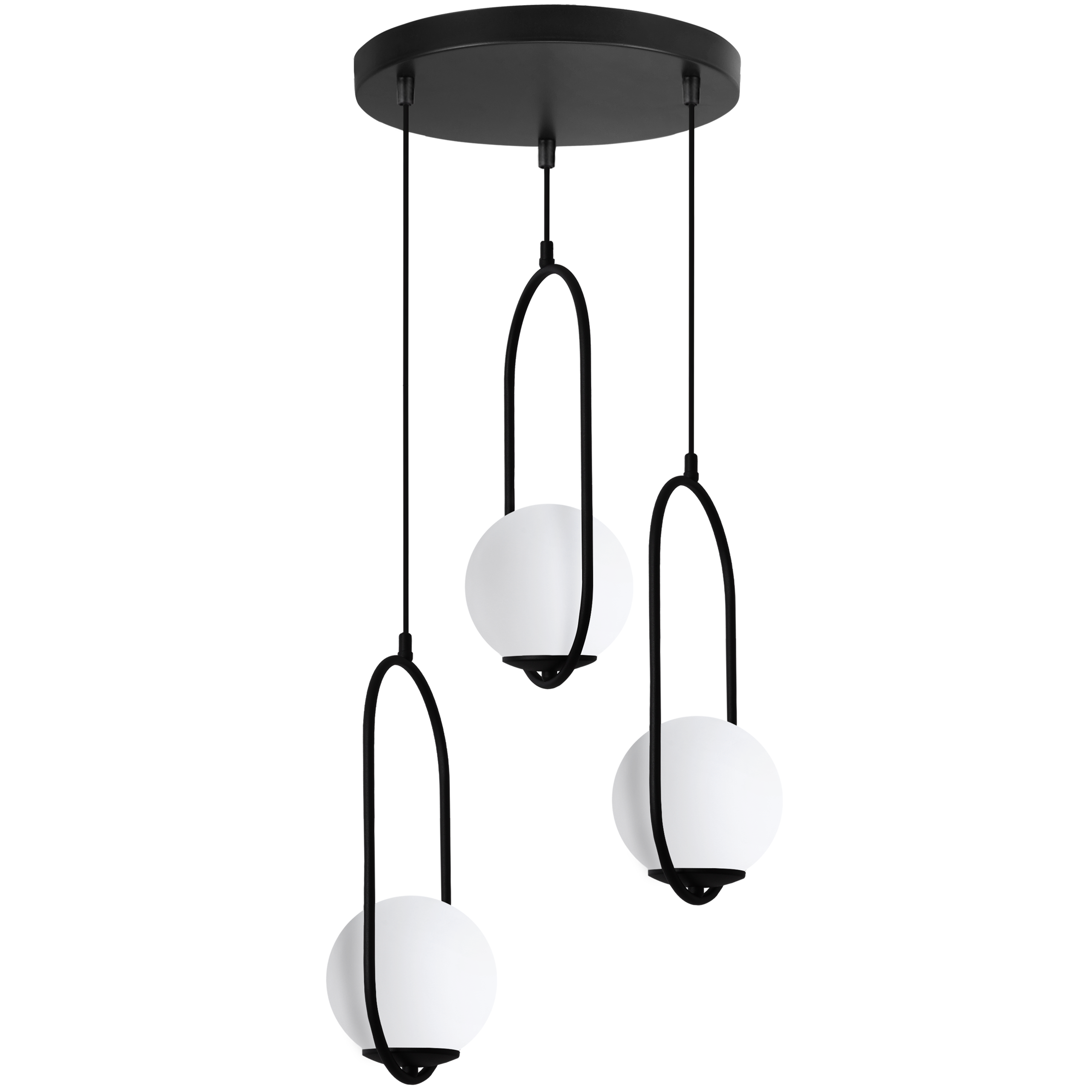 Lampa sufitowa wisząca okrągła Light Home LH Luna 3x E14 biały/czarny