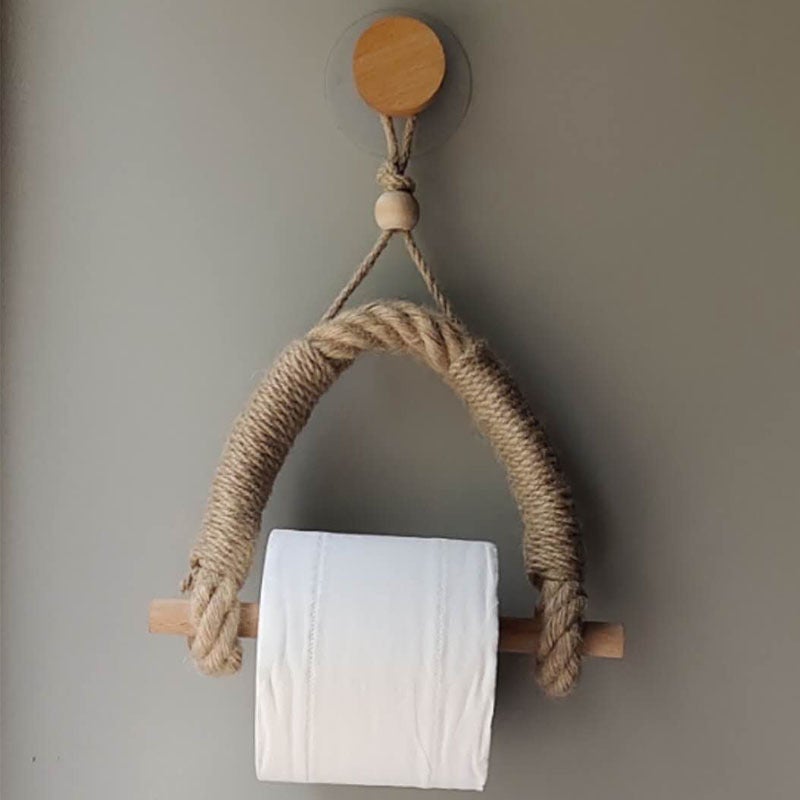Uchwyt na papier toaletowy z liny konopnej w stylu vintage do łazienki