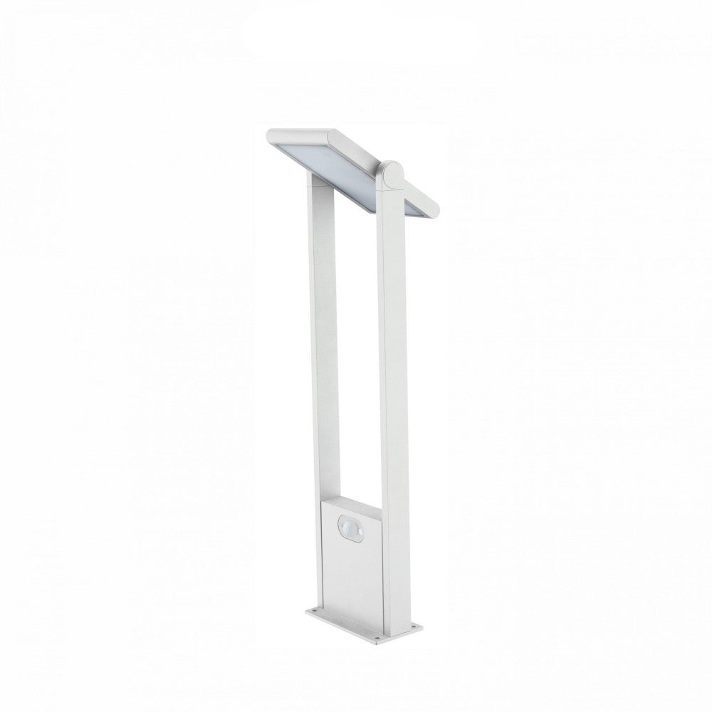 Lampa solarna o wysokości 60 cm, wykończenie z białego aluminium, czujnik ruchu, automatyczna aktywacja dzień/noc, dioda LED 1,6 W 4000 K