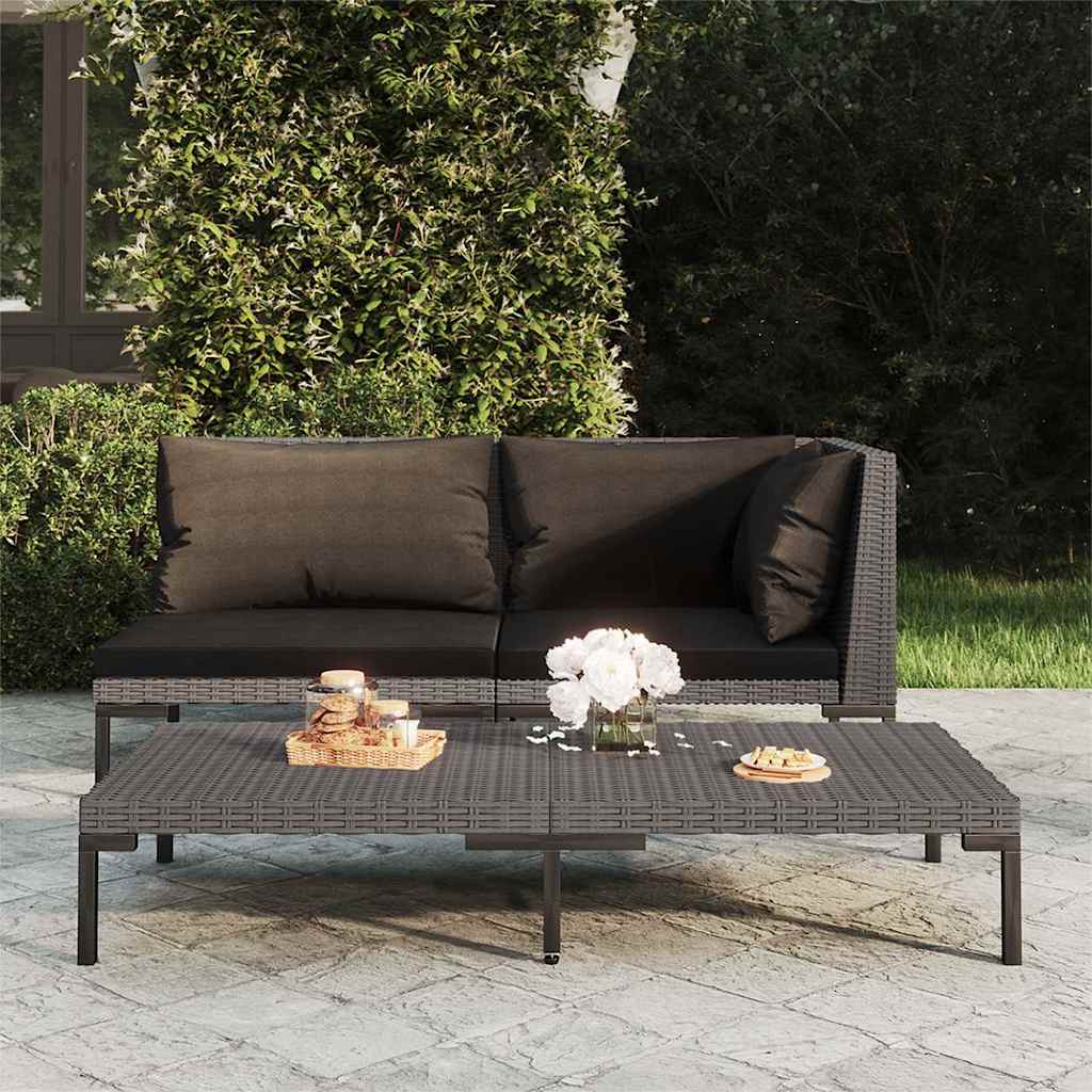 Sofa ogrodowa z poduszkami, zaokrąglony rattan PE vidaXL