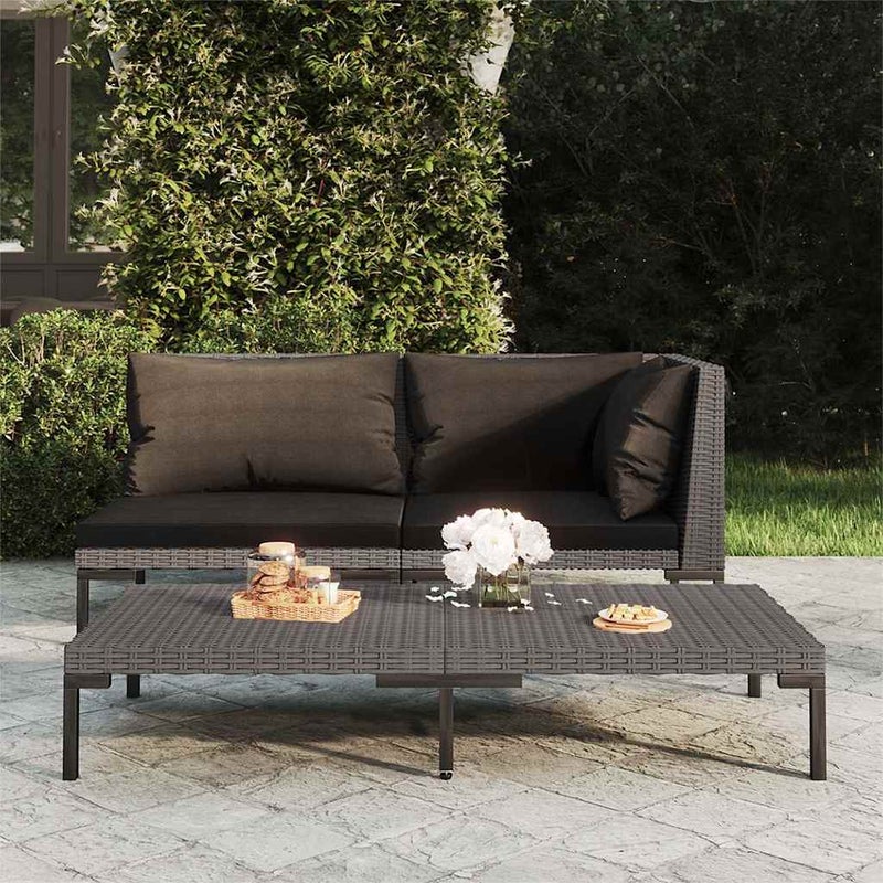 Sofa ogrodowa z poduszkami, zaokrąglony rattan PE vidaXL
