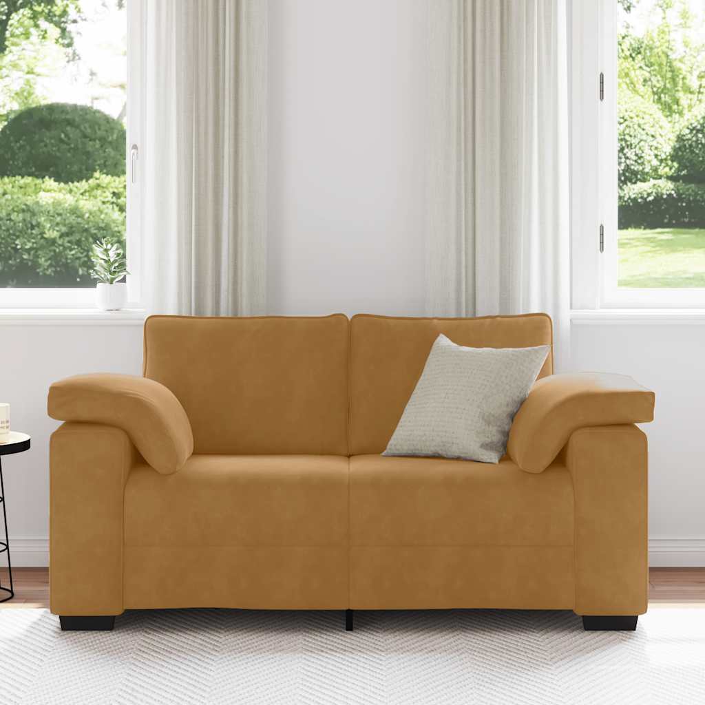 Sofa dwuosobowa brązowa 160x77x82 cm aksamitna