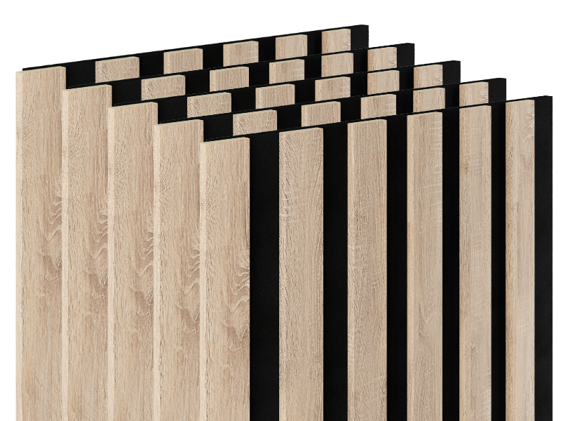 Lamele ścienne na czarnym filcu 6L Marbet Design WOODLINE SLIM 270x30 cm Dąb Sonoma 5 szt.