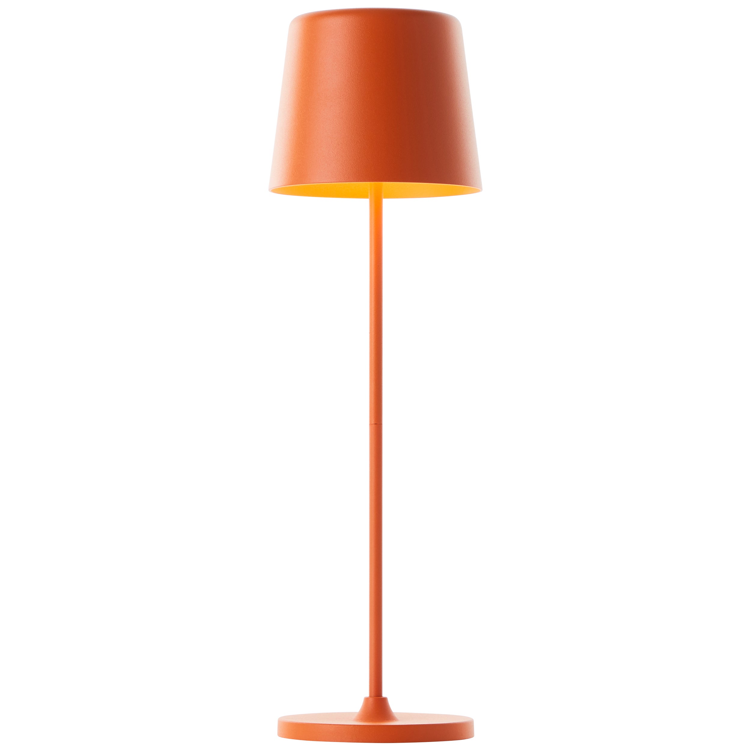 Lampa stołowa ogrodowa LED Brilliant Kaami, 37 cm, matowy pomarańczowy metal/drewno, zintegrowana dioda LED 2 W