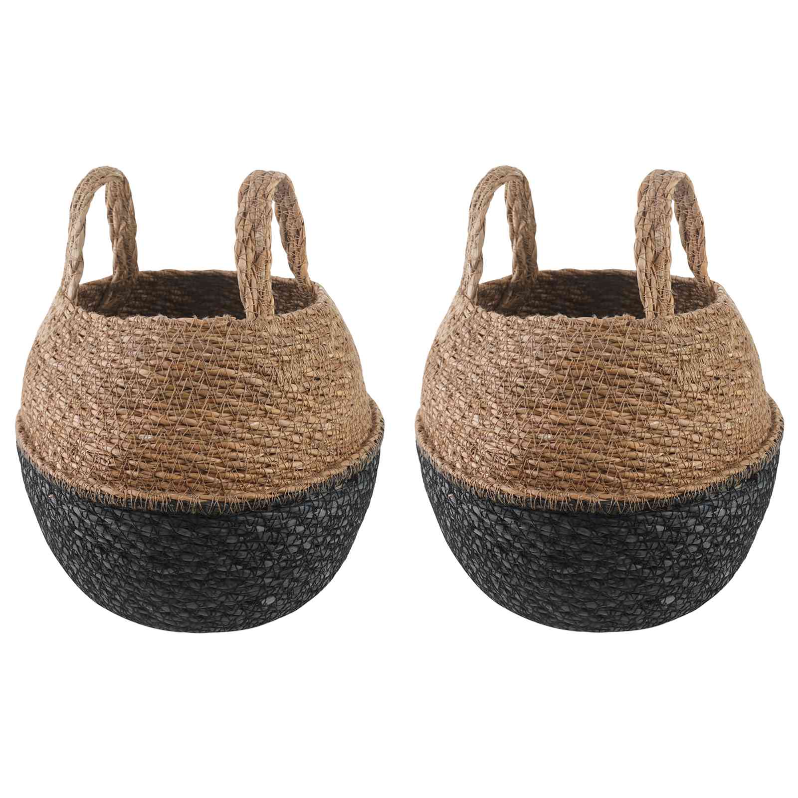 Doniczka z uchwytami 2 pcs Czarny Ø 22 x 20 cm
