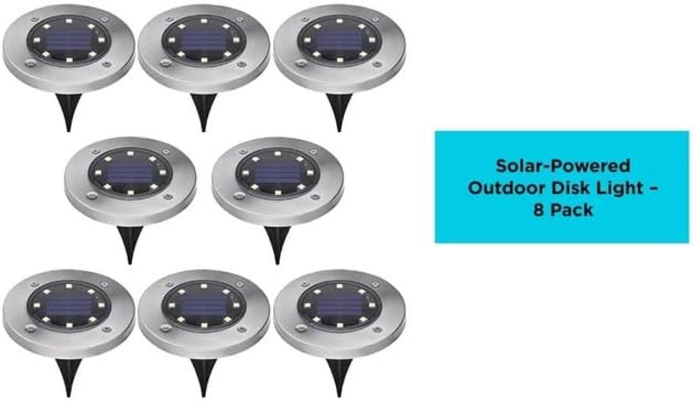 Lampy solarne zewnętrzne w kształcie dysku – zestaw 8 lamp solarnych do montażu na ziemi