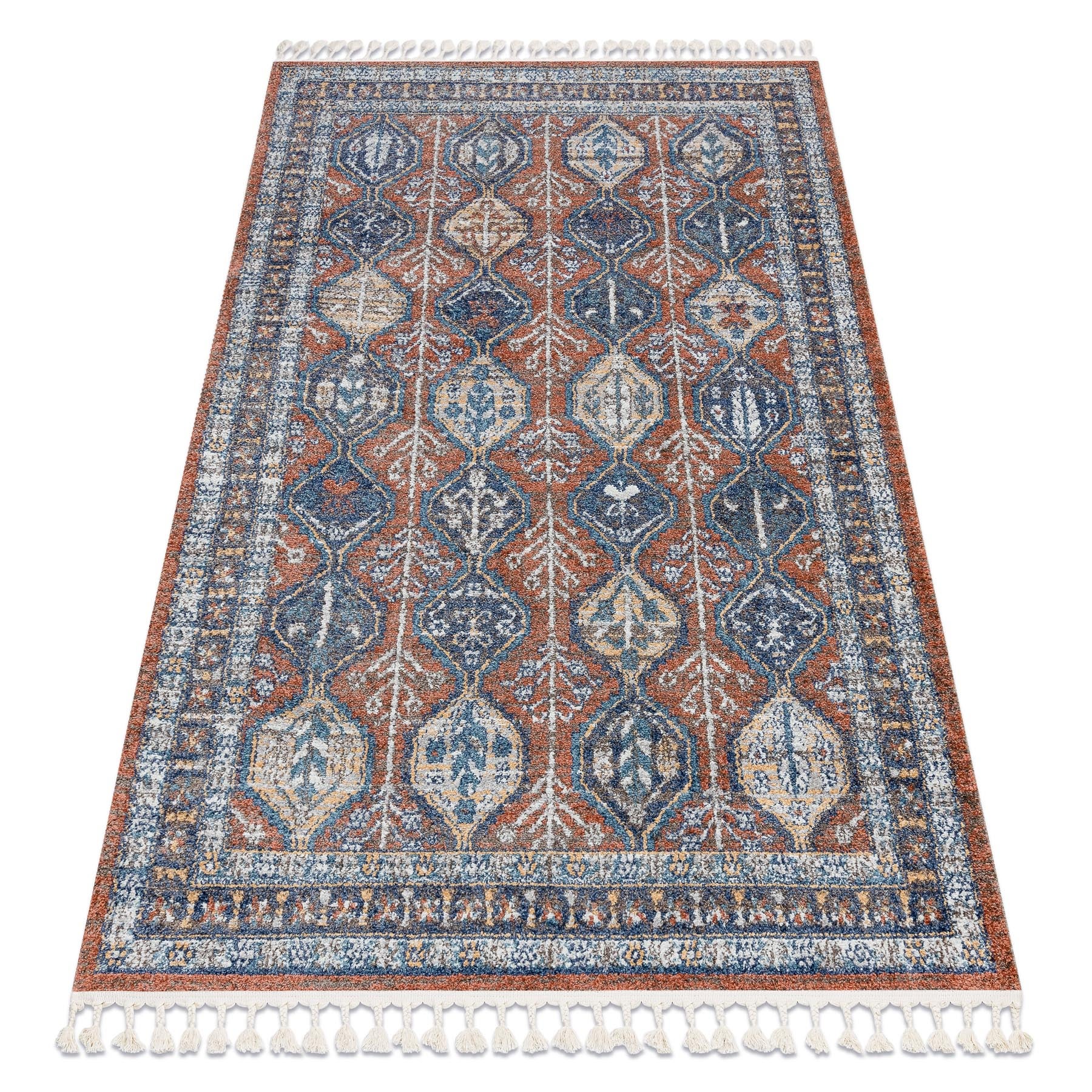 Dywan nowoczesny BELLE BG60A brązowy / róż Frędzle 140x190 cm