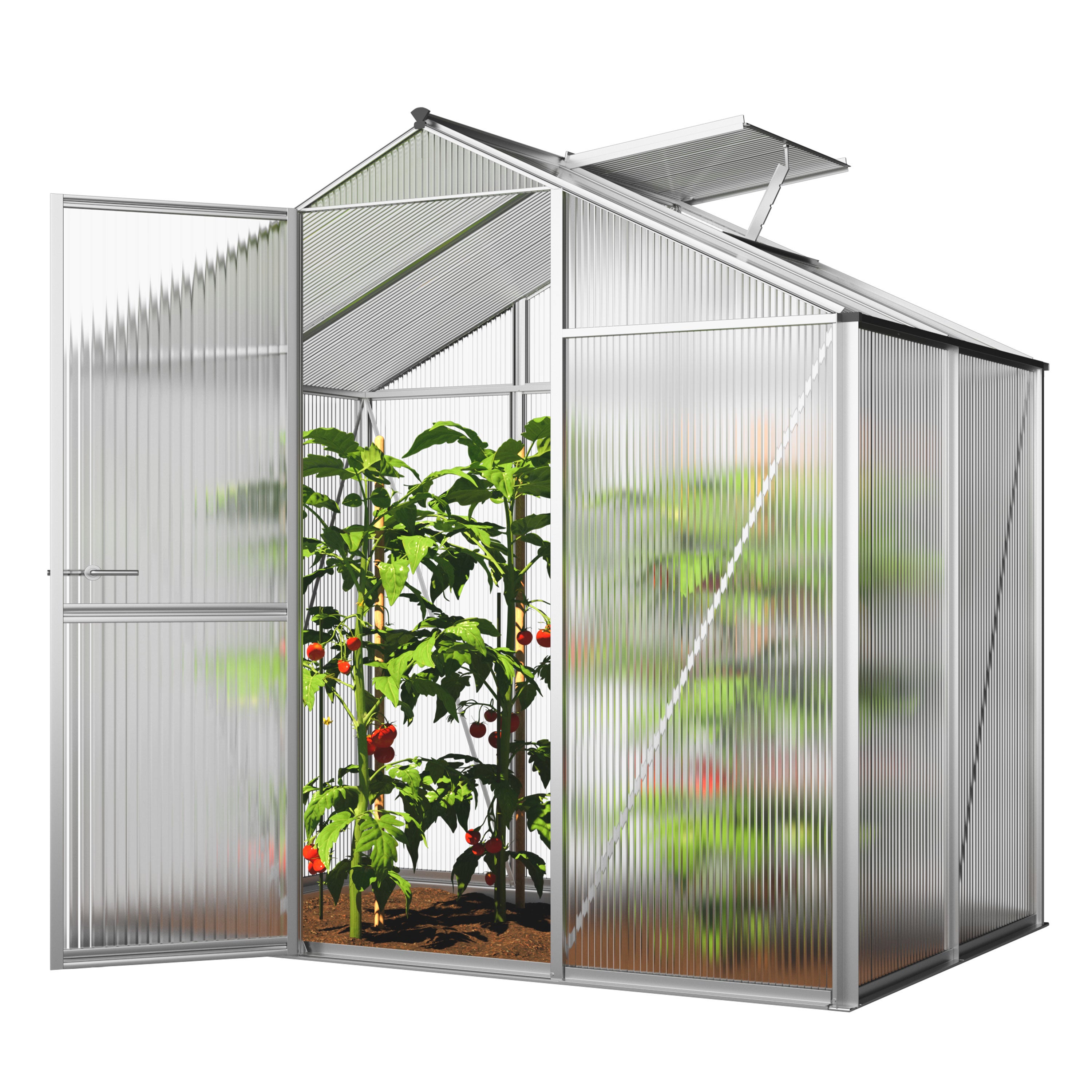 GFP szklarnia ECO 2 rama aluminiowa 192x131 cm - płytami poliwęglanowymi o grubości 6 mm