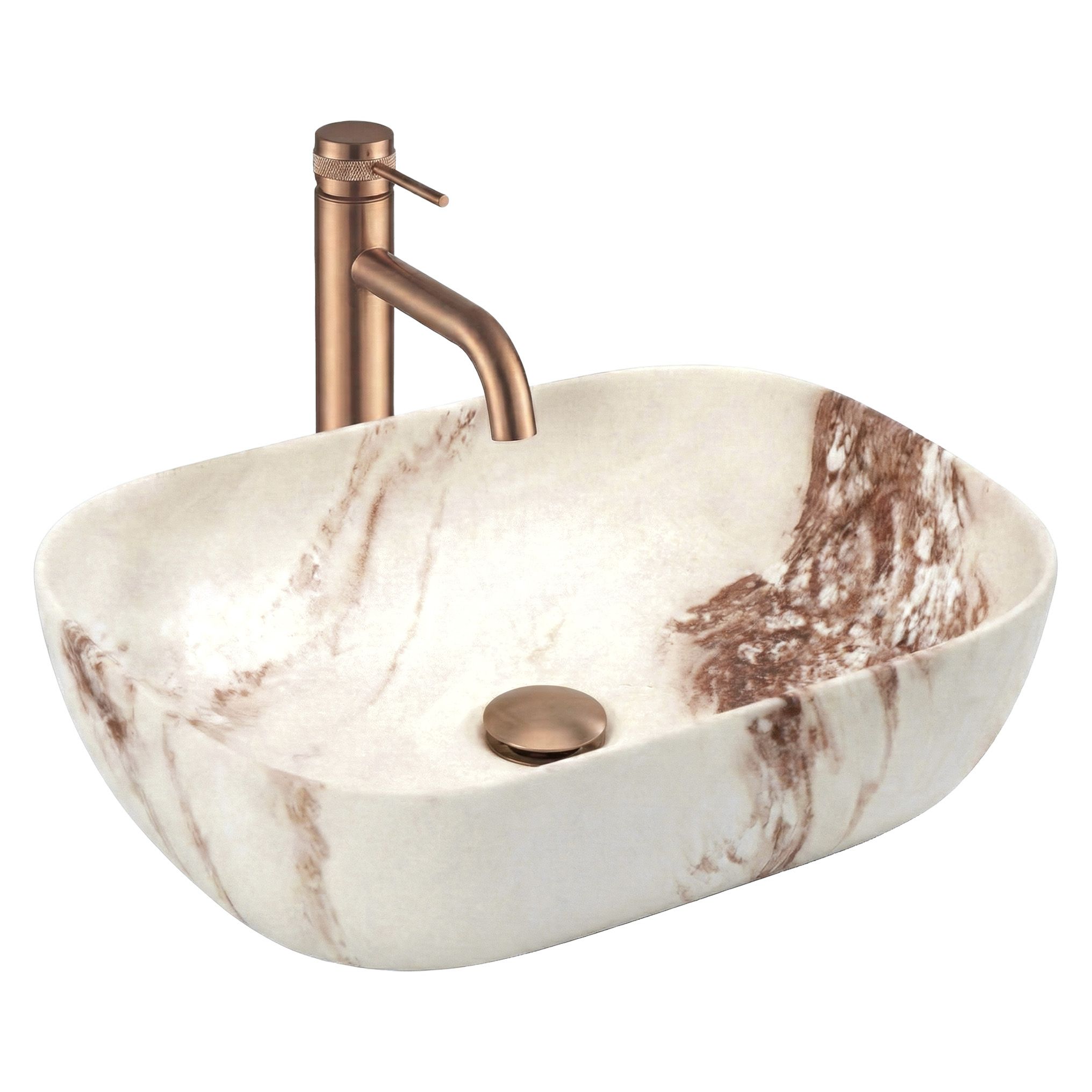 Umywalka Nablatowa Rea Belinda Marrone Matt Beige 46,5X33X13,5CM