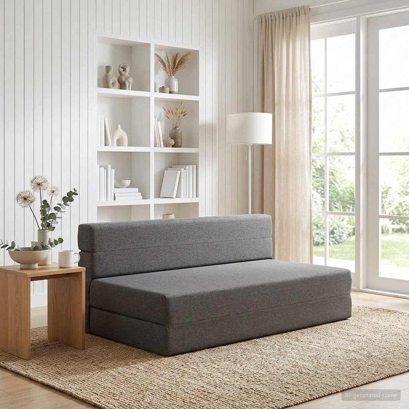 Składana Sofa Łóżko jasnoszary 152 x 86,5 x 60 cm tkanina vidaXL