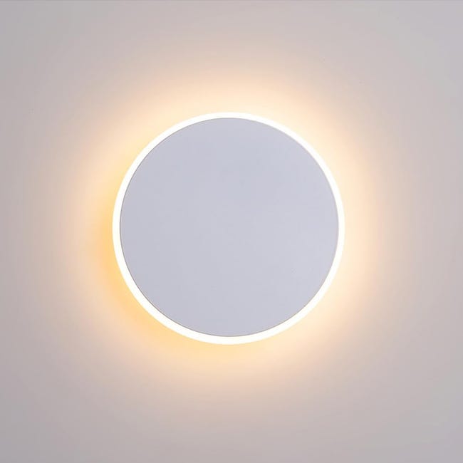 Minimalistyczna, okrągła lampa ścienna LED w stylu nordyckim, 30 cm x 3,5 cm (biała), z funkcją zmiany trzech kolorów.