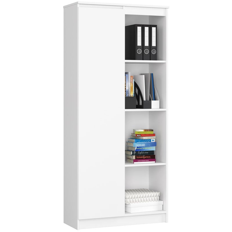 Regał AKORD R80 Biały 80 cm 1 drzwi kolor Biały mat 8 półek 80x35x180 cm