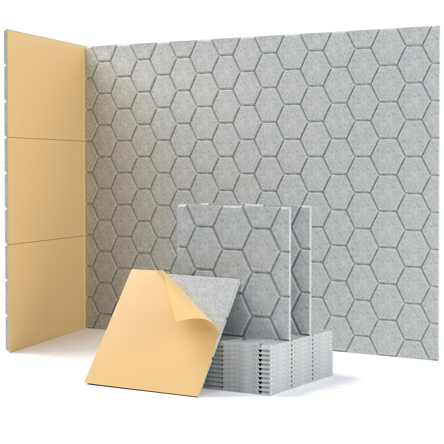 12 szt. samoprzylepnych paneli dźwiękochłonnych, absorber hałasu o wysokiej gęstości 230 kg/m3, 30*30*0,9 cm, NRC: 0,91, odpowiednie do biur i studiów