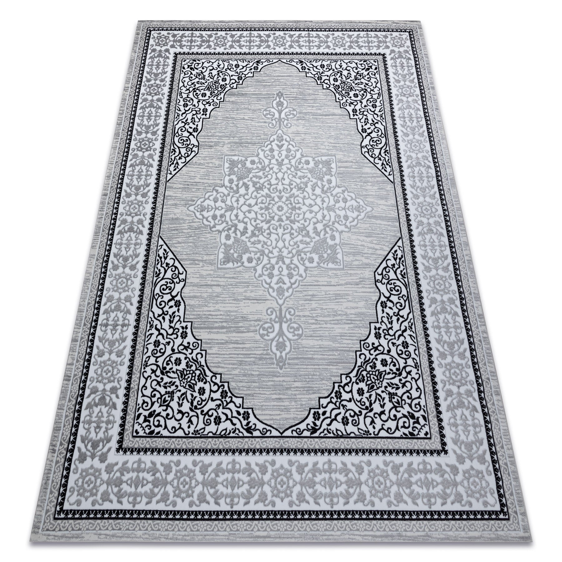 Dywan GLOSS nowoczesny 8490 52 Ornament, stylowy, ramka kość słoniowa / szary 160x220 cm