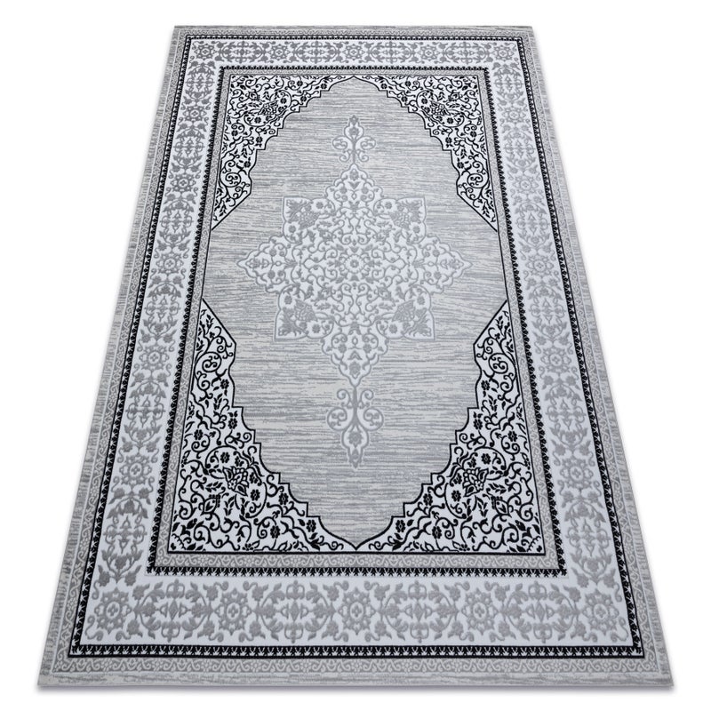 Dywan GLOSS nowoczesny 8490 52 Ornament, stylowy, ramka kość słoniowa / szary 160x220 cm