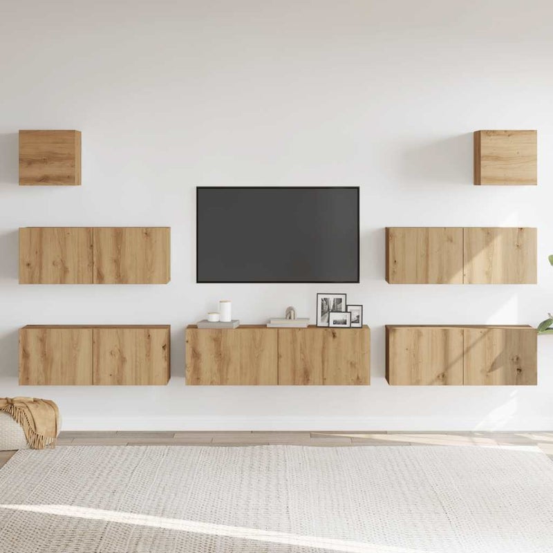 7-cz. zestaw szafek TV, dąb artisan, materiał drewnopochodny