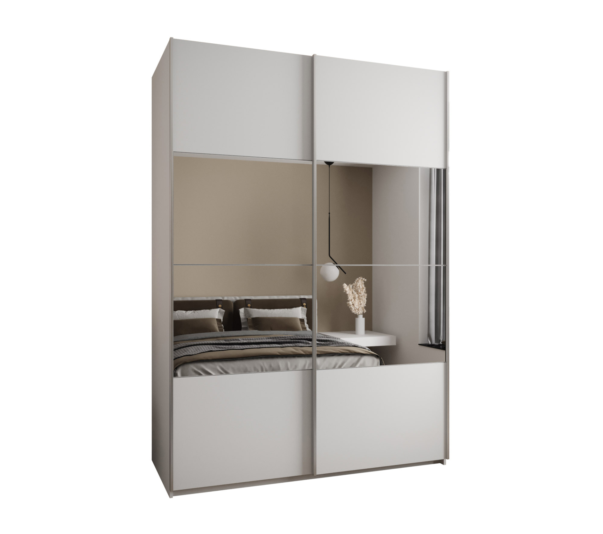 Szafa przesuwna wysoka Lux 4 180 x 64 x 245,5 cm biały + biały + u. srebrny - Abiks Meble
