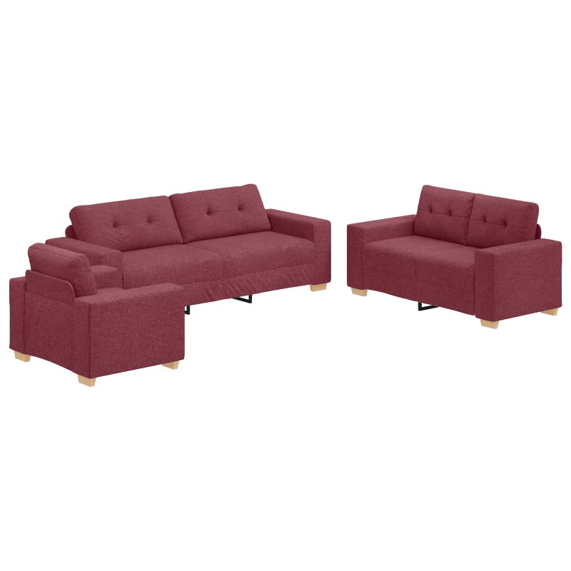 Sofa 3 pcs Czerwony Wiatr 221 x 80 x 80 cm Tkanina lniana