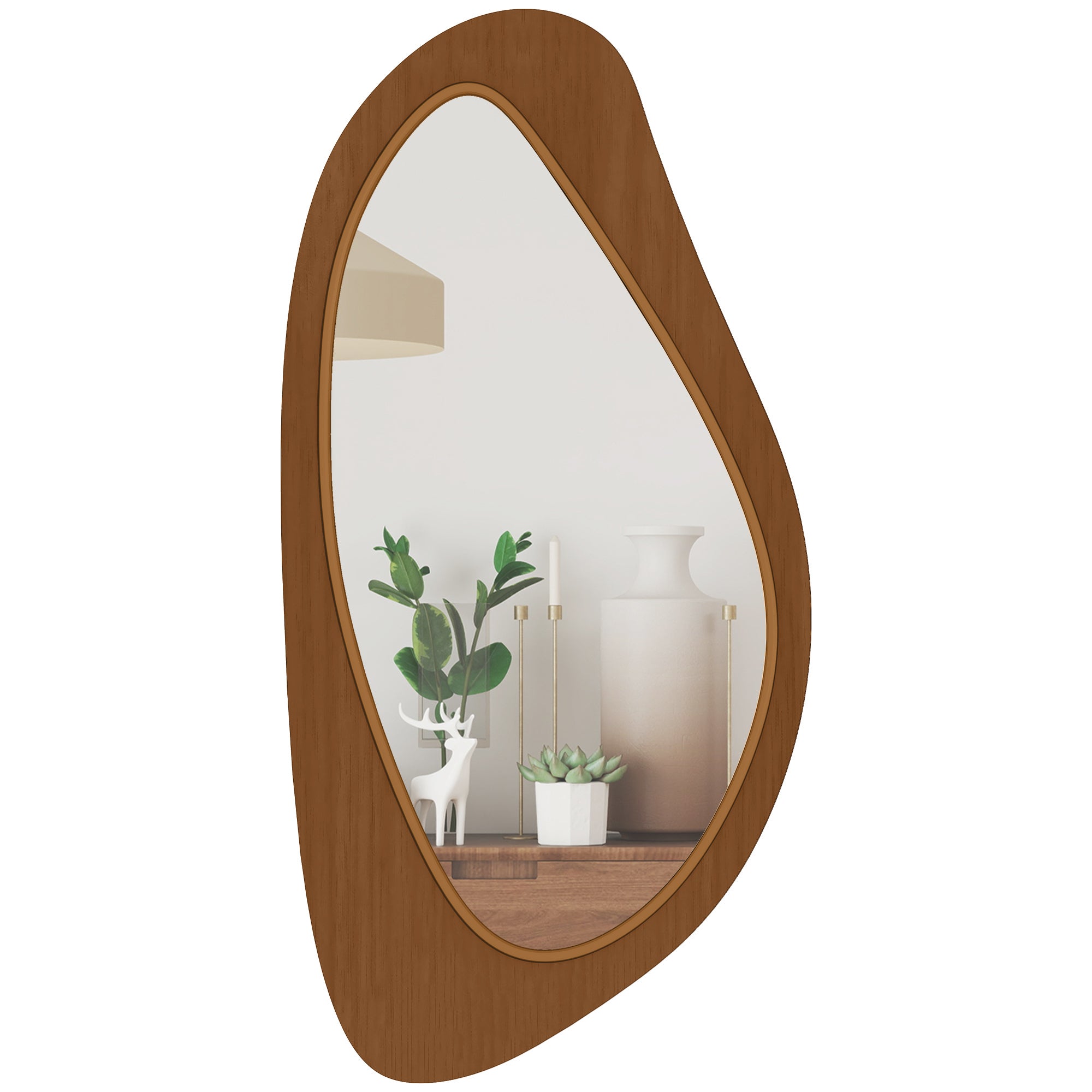 Lustro ścienne/okienne z ramą z forniru sosnowego do sypialni/salonu, 91,5 x 45 x 3 cm, drewno naturalne