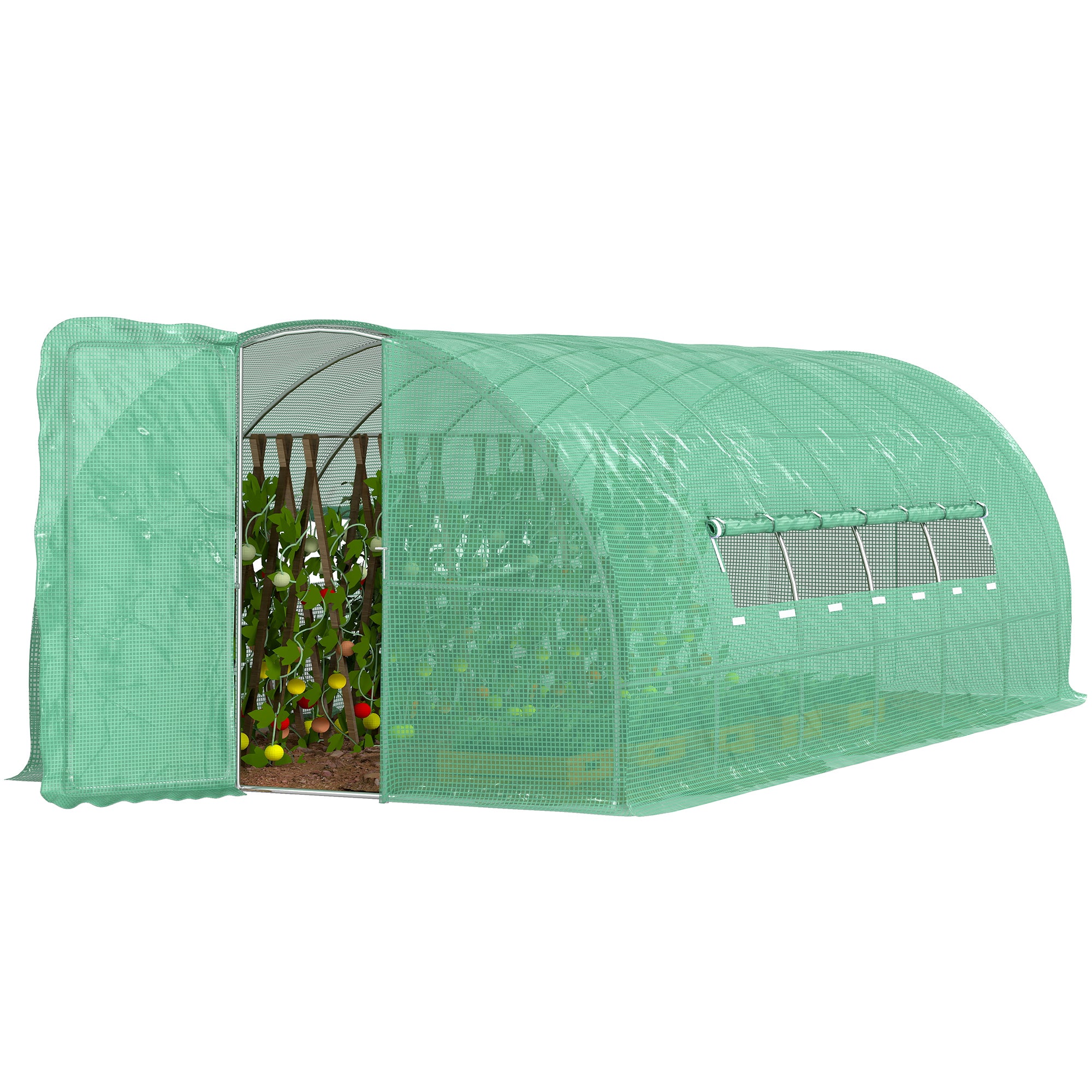 Szklarnia ogrodowa z drzwiami i 8 oknami, szklarnia ogrodowa z PE i ocynkowanego metalu, do uprawy roślin, 600x300x200 cm
