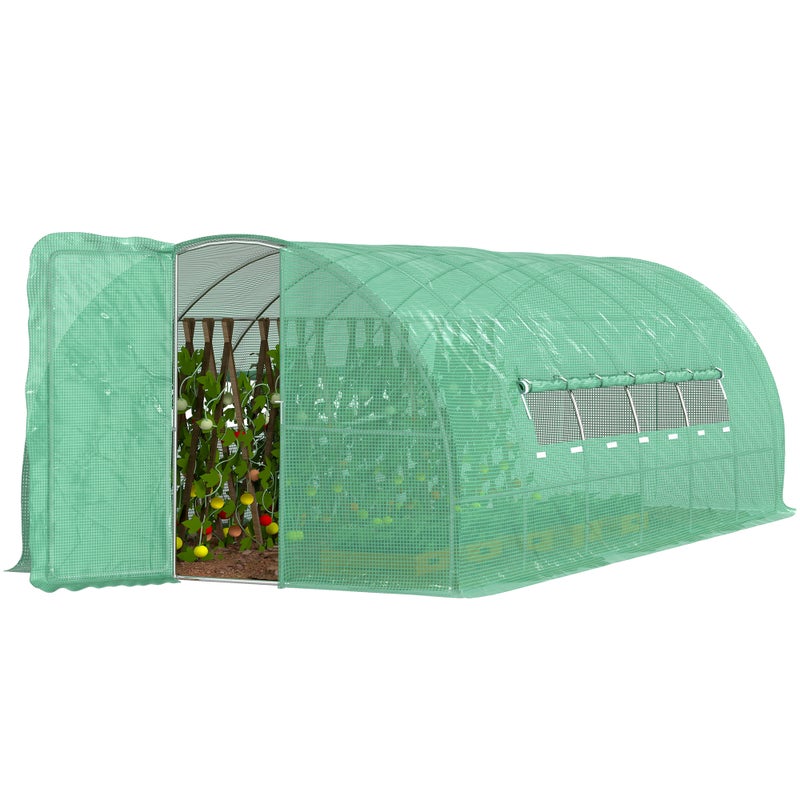 Szklarnia ogrodowa z drzwiami i 8 oknami, szklarnia ogrodowa z PE i ocynkowanego metalu, do uprawy roślin, 600x300x200 cm